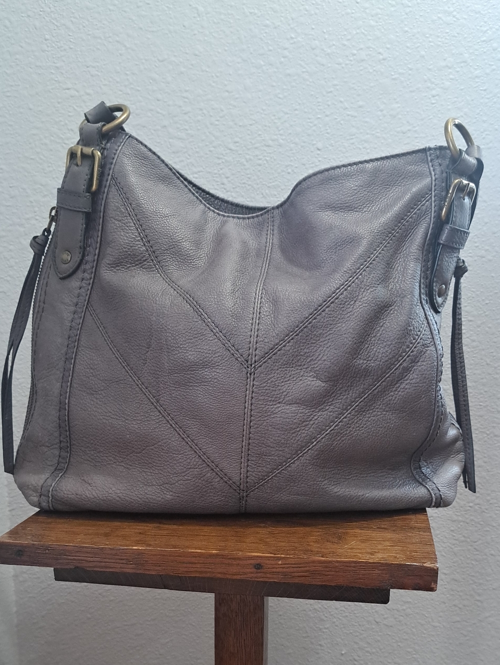 Frye Gray Leather Shoulder Bag